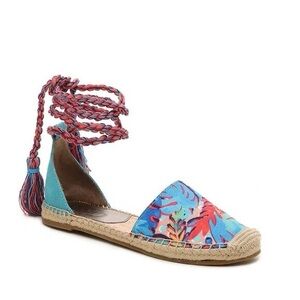 Circus by Sam Edelman Ankle Wrap Espadrille Flats Tropical Print Size 7.5